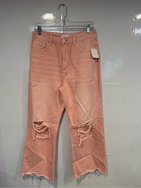 NWT‎ Altar’d State Pink Peach Distressed Straight-Leg Jeans